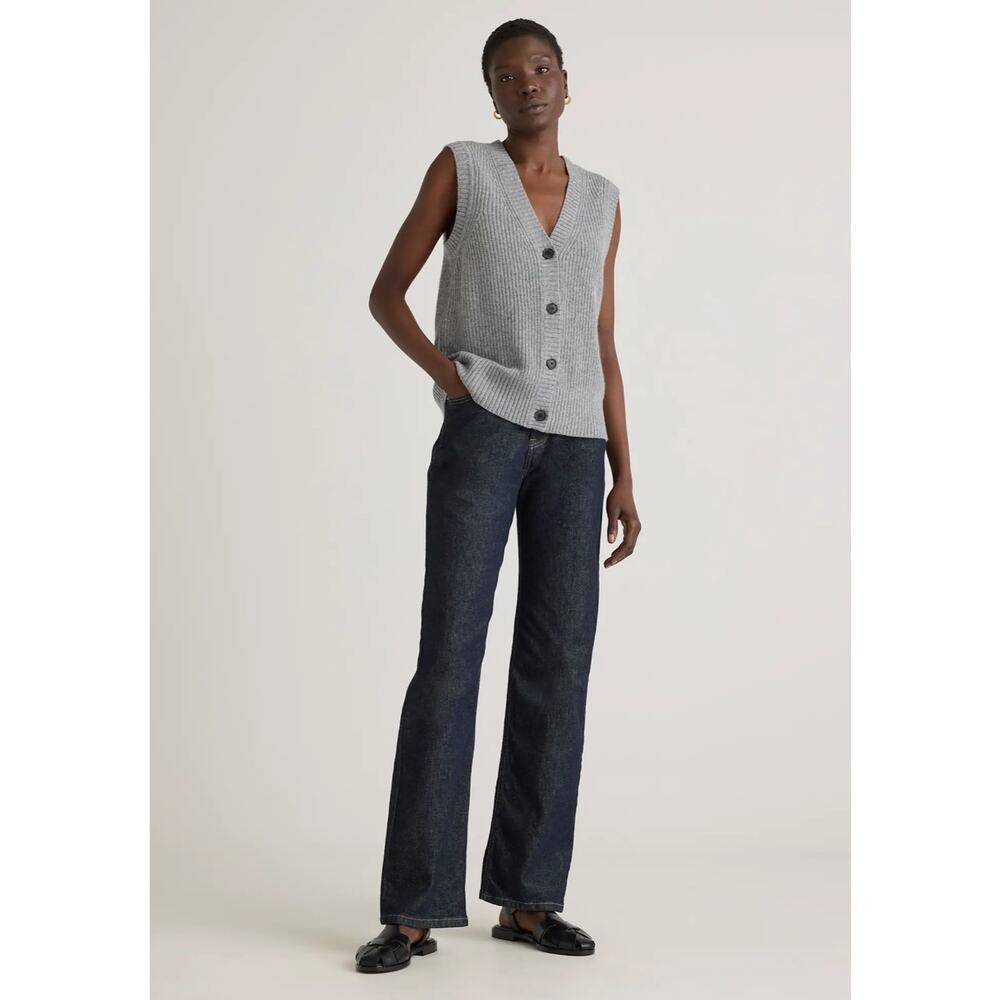 SOLD ‼️Quince Mongolian Cashmere Gray Fisherman Button Front Sweater Vest Small - Picture 3 of 10